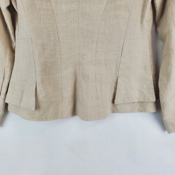 DS by Debbie Shuchat Cream Linen Blazer Sz 2 Lined Jacket Casual Office Neutral - Picture 7 of 10